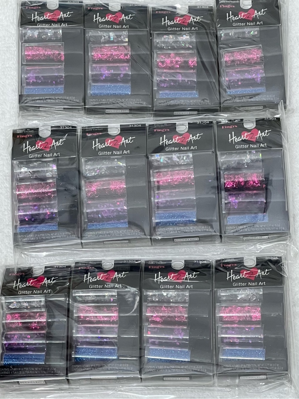 12 PACK Fing'rs Heart 2 Art Glitter Nail Art 31304 Stayin' at Glitz Carlton NOS